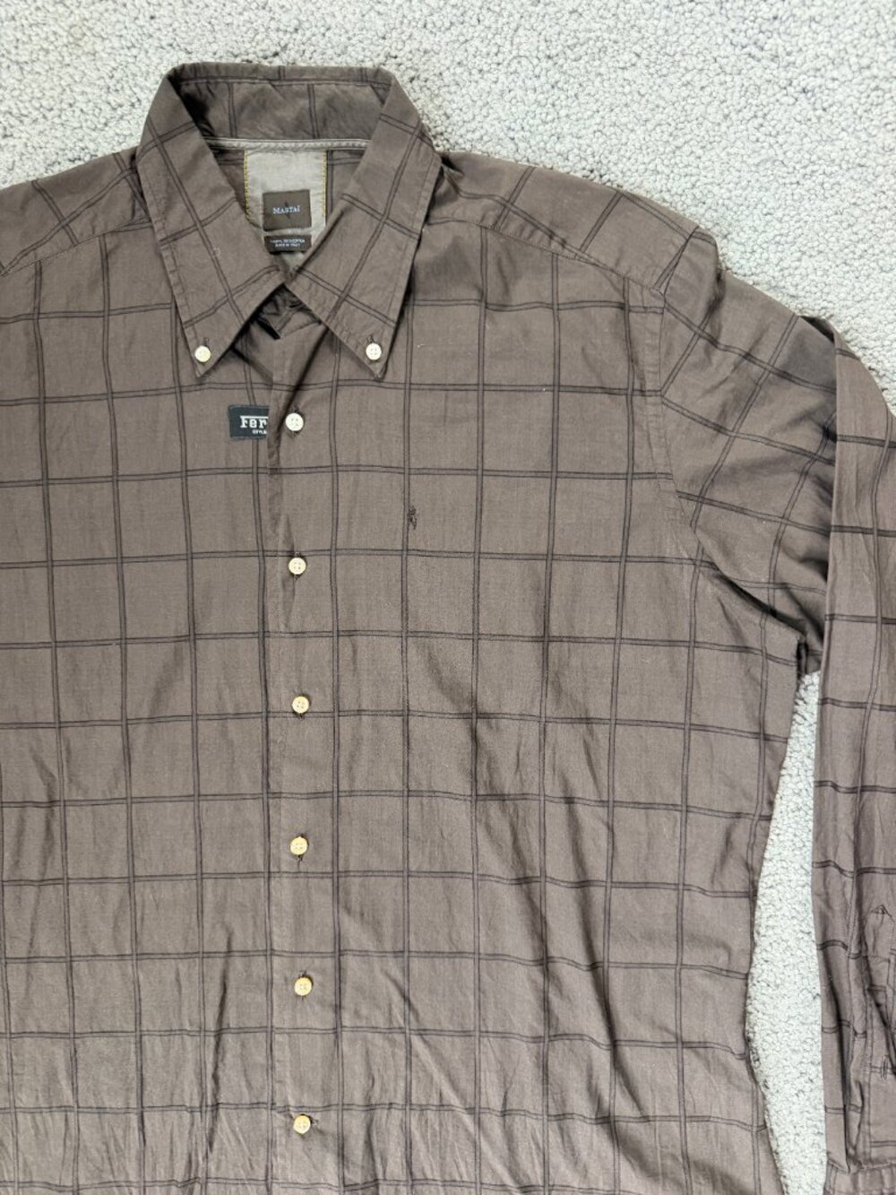 Mastai Ferretti Italian Luxury Shirt - Men's Size 17 1/2/44 - Brown Plaid - VGUC - Picture 2 of 11